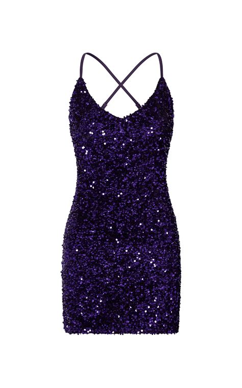 Salome Mini Dress Bodycon Sequin Dress In Purple Showpo