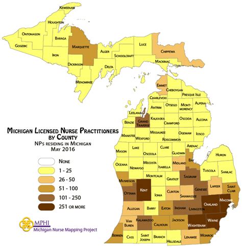 Michigan Nurse Mapping Licensed Nurse Population By County And License