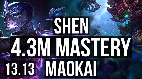 SHEN Vs MAOKAI TOP 6 0 9 4 3M Mastery 900 Games Dominating KR