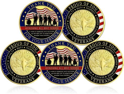 Amazon Military Challenge Coins Veterans Coin Bulk Pack Of 5