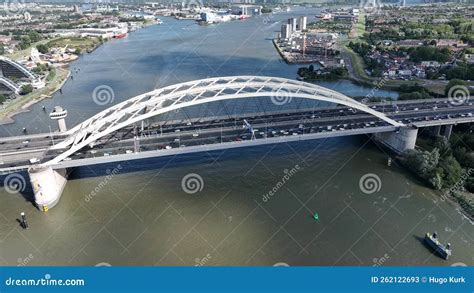 The Van Brienenoordbrug Arch Bridge Over The Nieuwe Maas In Rotterdam