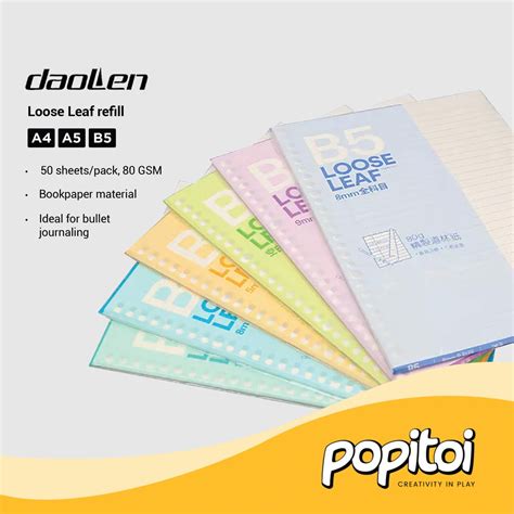 Jual Bookpaper Loose Leaf Paper Refill B5 A5 A4 Kertas Isi Ulang