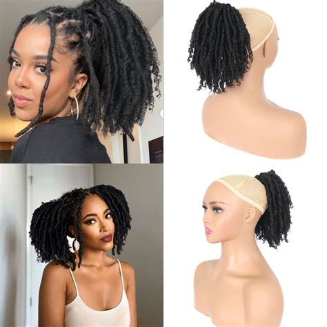 SCENTW Dreadlock Ponytail Extensions For Women Black Drawstring