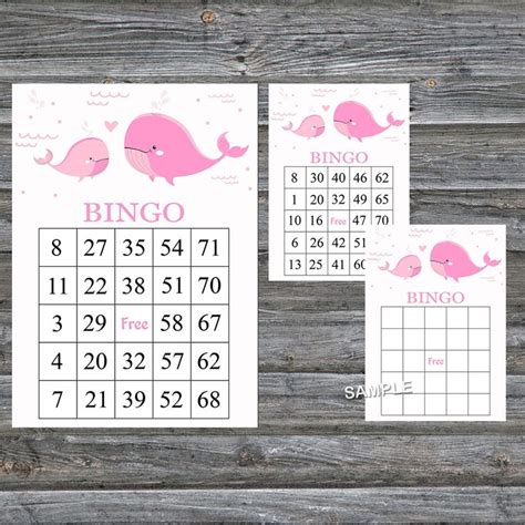 Pink Bingo Cardswhale Bingo Gamewhale Printable Bingo Card Inspire