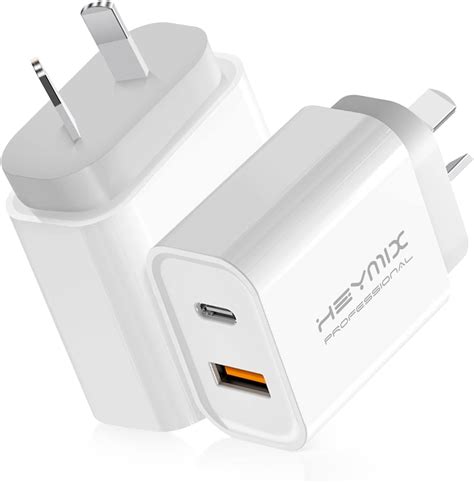 HEYMIX 20W USB C Fast Charger 2 Port PD USB C Wall Plug 2 Pack With