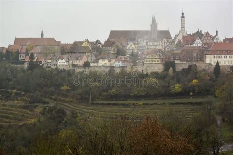 Skyline Panorama View From Town Wall Of Rothenburg Ob Der Tauber Town