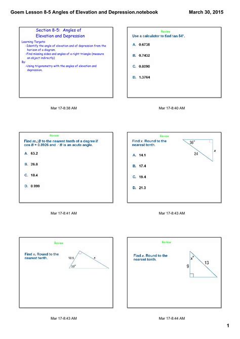 Pdf Goem Lesson 8 5 Angles Of Elevation And · Pdf File · 2015 03