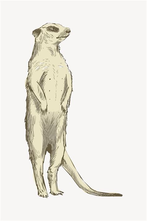Meerkat standing sketch animal illustration | Premium PSD - rawpixel
