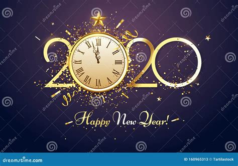 Feliz Año Nuevo 2020 Reloj De Cuenta Regresiva Con Chispas Doradas