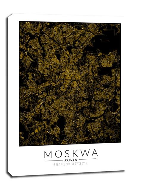 Obraz na płótnie GALERIA PLAKATU Moskwa złota mapa 40x60 cm