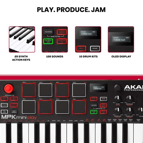 Akai Professional Mpk Mini Play Note Piano Style Keyboard And Usb