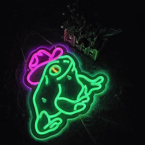 Frog Neon Sign Cowboy Hat Neon Light Wall D Cor Dimmable Led Neon Green