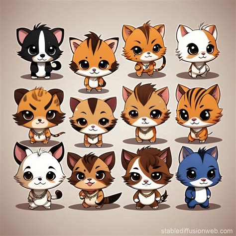 Chibi Anime Characters Of Animal Stable Diffusion Online