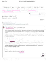 ENGL 0101 01 AY2022 T3 Discussion Assignment Unit 5 All Treads Pdf