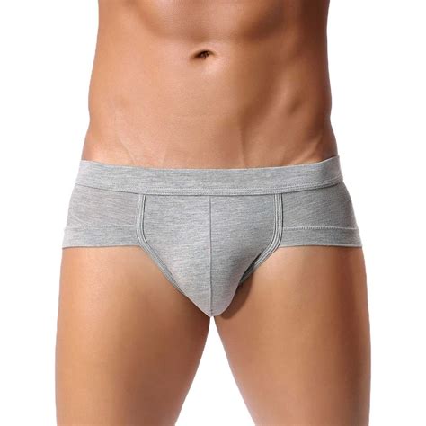 Spandex Underwear For Men Gray Mens Solid Color U Shaped Low Waist