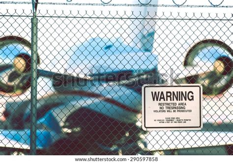 Airport Restricted Area Warning Sign Warning Stock Photo