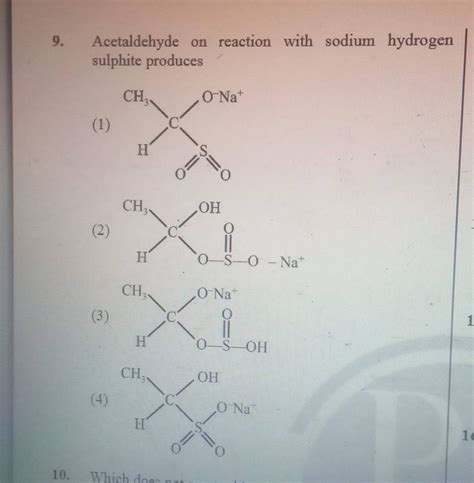 Acetaldehyde on reaction with sodium hydrogen sulphite produces | Filo