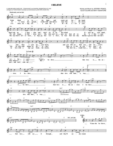 I Believe | Sheet Music Direct