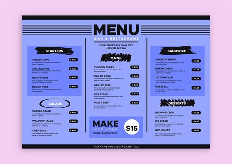 Get this Simple American Food Bar & Restaurant Menu template for free