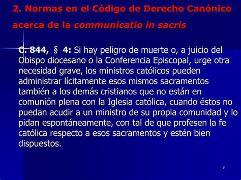 PPT La communicatio in sacris en el Código de Derecho Canónico