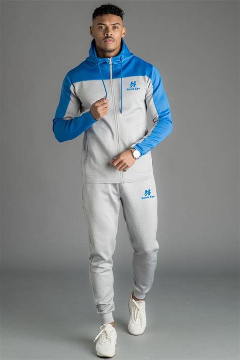 Royal Blue And White Slim Fit Men Tracksuit