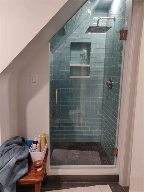 Glass Subway Tile Glass Shower Door Shower Under The Eaves Alcove