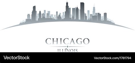 Chicago Illinois City Skyline Silhouette Vector Image