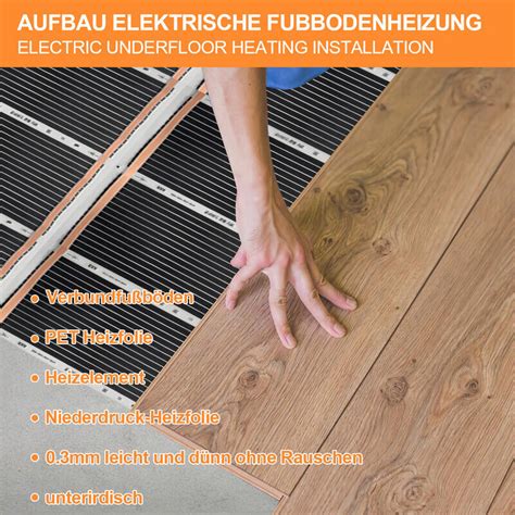 Heizfolie Flächenheizung Heizkissen Fußbodenheizung Infrarot 220W m²