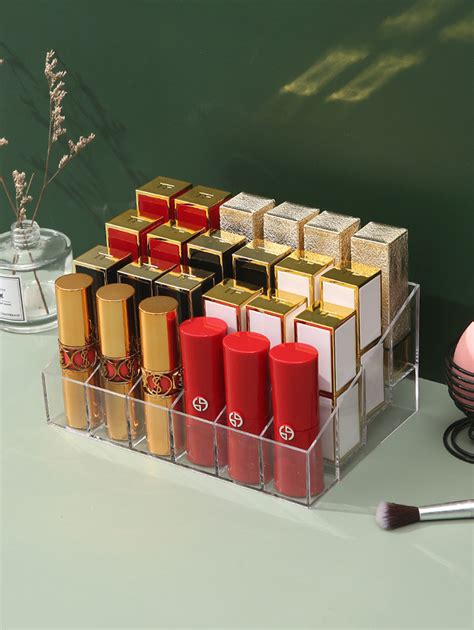 Cosmetic Lipstick Storage Box Grids Clear Desktop Lipstick Portable