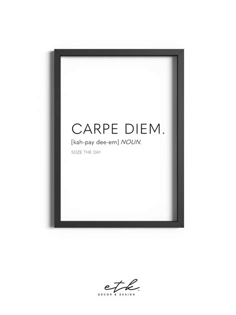 Carpe Diem Definition Print Motivational Prints Home Office Decor