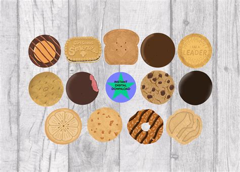 Girl Scout Cookie Clipart Hand Drawn Girl Scout Cookies Etsy