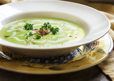 Elegant Chilled Spring Pea Soup Just A Little Bit Of Bacon