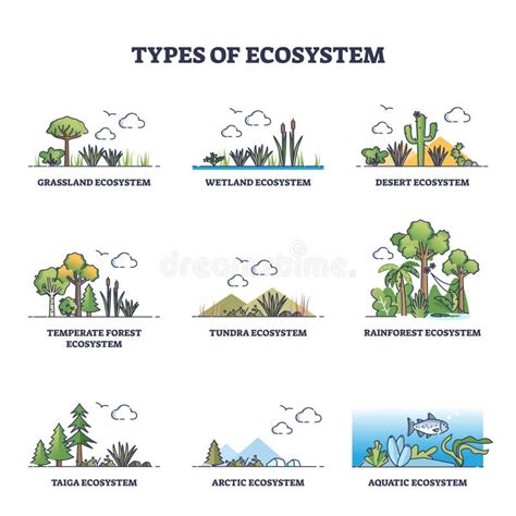 Biosphere Vector Illustration Labeled All Natural Ecosystems With