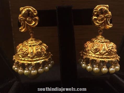 Gold Matt Finish Jhumka South India Jewels