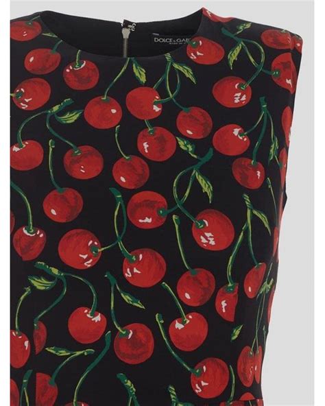 Dolce Gabbana Cherry Print Midi Dress In Red Lyst