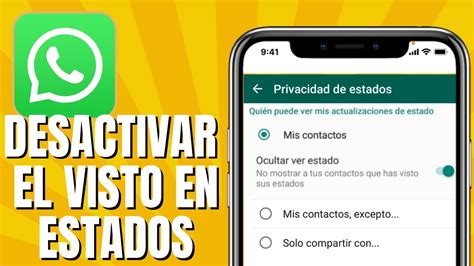 C Mo Desactivar El Visto En Whatsapp Estados Youtube