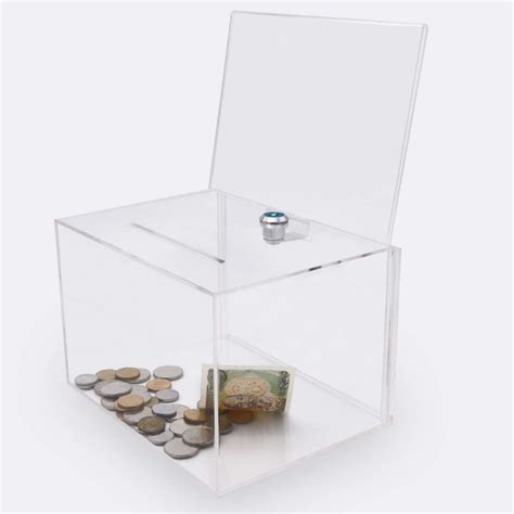 Factory Direct Clear Plastic Display Donation Box With Lock Plastic