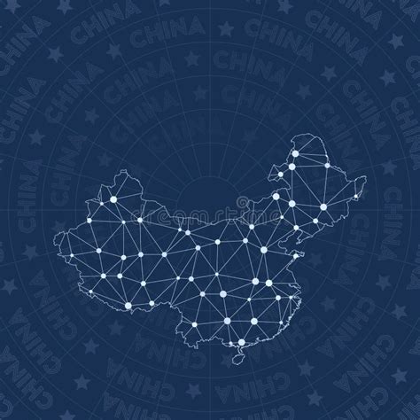 China Network, Constellation Style Country Map. Stock Vector ...