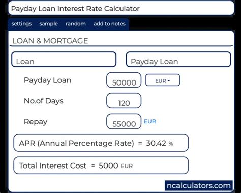 Payday Loan Calculator