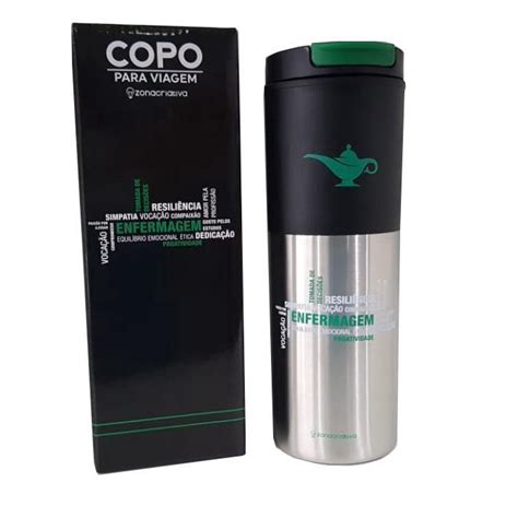 Copo Térmico Emborrachado Enfermagem 500 Ml Tampa Café Submarino