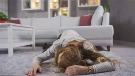 Mature Old Woman Faints At Home And Fall Stock Video Pond