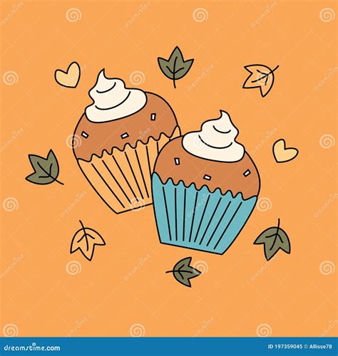 Cupcakes In Cartoon Flat Design Isolated On White Background Cute