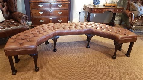 Late Victorian Leather Upholstered Bay Window Seat As521a3753 Stock