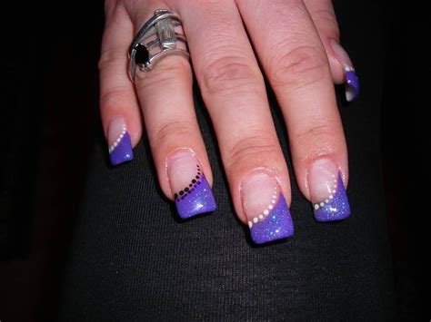 55 Best Purple Nail Art Designs Glitter French Tip Purple Nails Purple Nail Art Designs