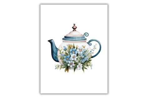 Watercolor Teapot With Flowers Art Print Graphic By Niki Lyn Digital Design · Creative Fabrica