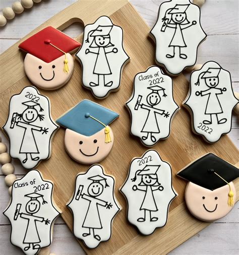 Decorated Graduation Cookies With Glaze