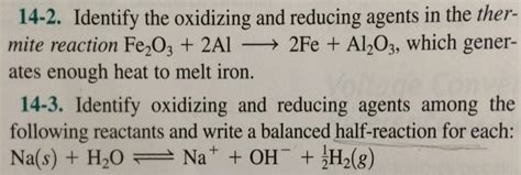 Solved Identify The Oxidizing And Reducing Agents In Chegg