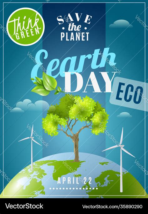 Earth Day Ecology Awareness Poster Royalty Free Vector Image