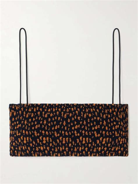 Totême Shirred printed recycled bikini top REVERSIBLE