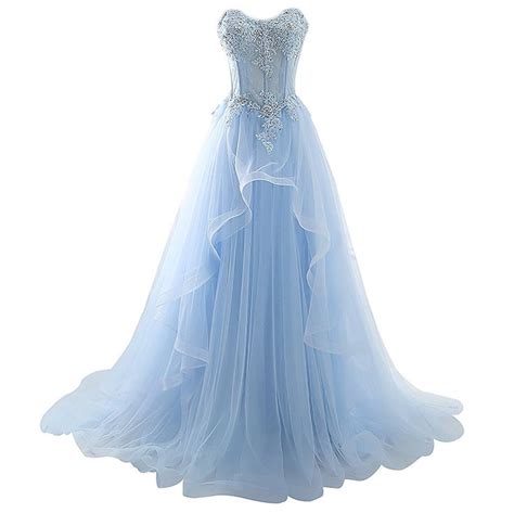 Ice Blue Lace Up Prom Dress Womens Evening Dresses Blue Evening